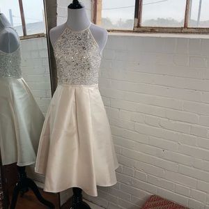 Carmen Marc Valvo infusion fit flare mikado dress